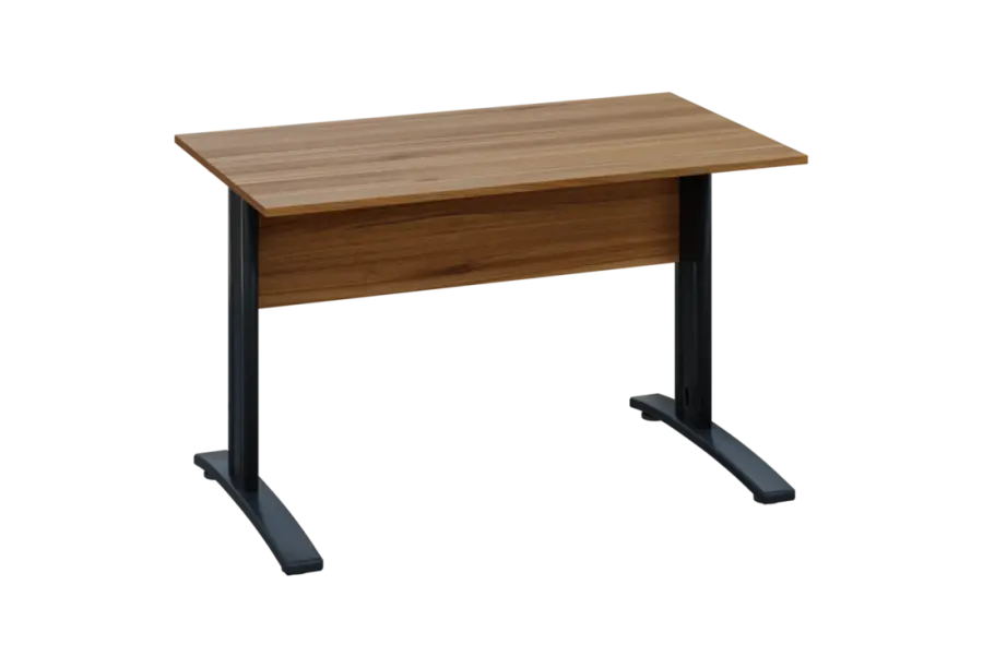 EPK 27 - 12 stůl kancelářský, kovová podnož černá, deska 25 mm, široký 1200 mm, ořech světlý